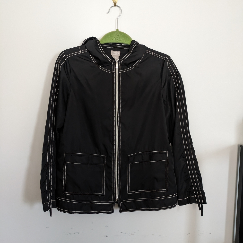 Chico's Zenergy Windbreaker Jacket with Contrast Stitching